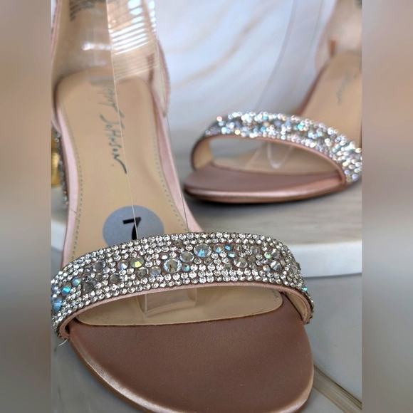 NWOB Betsey Johnson Rhinestone Crystal Block Heel Sandals - Hanna - Picture 2 of 12